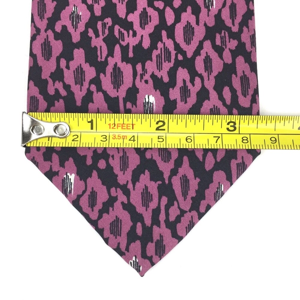 Men's Serica Pink & Black Tie 100% Pure Italian Silk Wide Short Dress Necktie - Picture 9 of 10